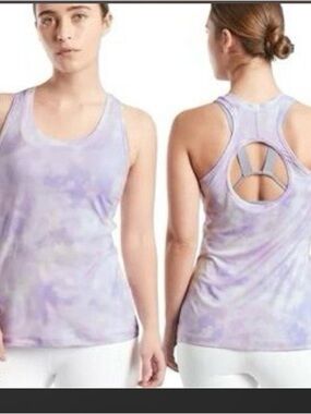 Athleta Lavender Tie-Dye Racerback Cutout Tank
